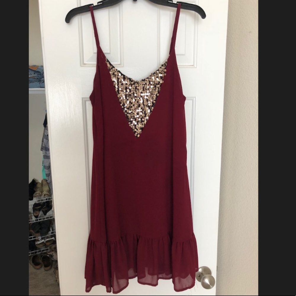 Umgee Maroon Sequin Dress